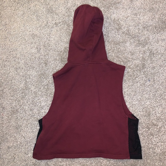 Forever 21 Maroon & Black Sleeveless Hoodie size S - Picture 10 of 11